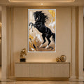 Rearing Black Stallion with white frame