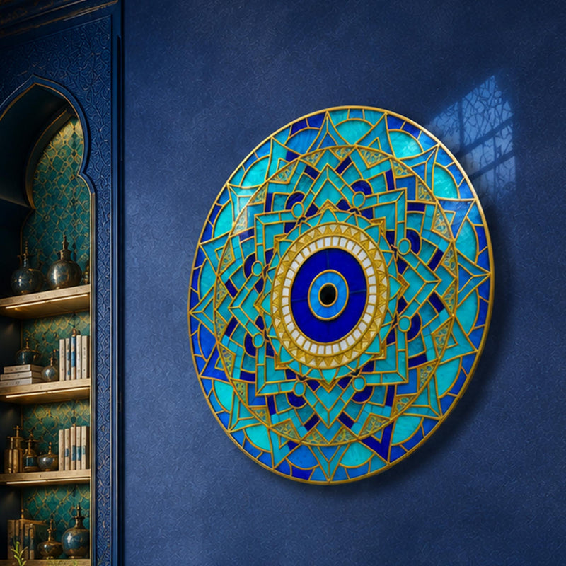 Blue Gold Evil Eye Star Mandala lifestyle view
