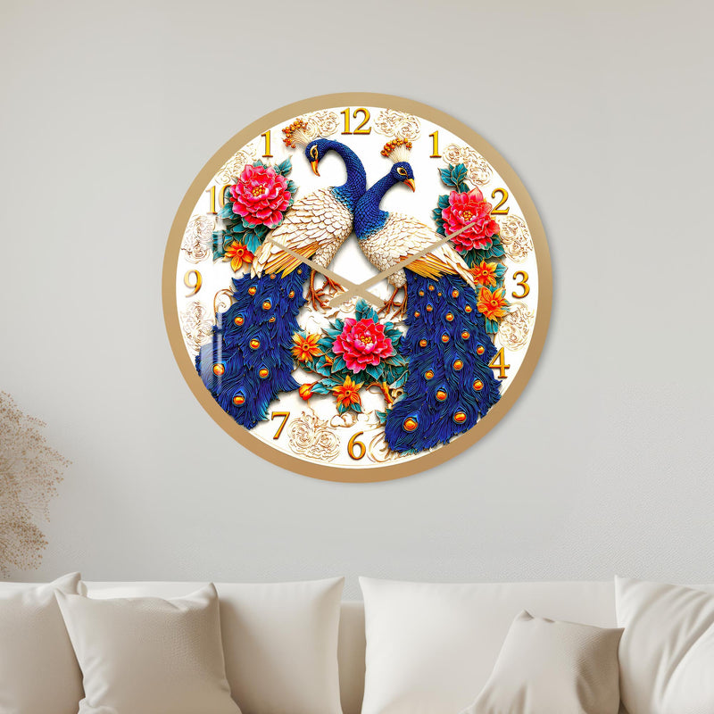 Peacock Garden with gold frame