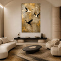 Artronauts Glass Print Golden Crane Flight Glass Wall Art