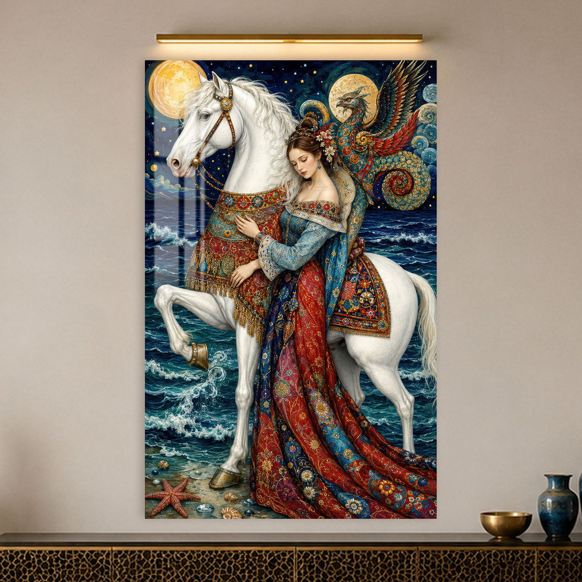 Moonlit Dragon Rider in a modern room