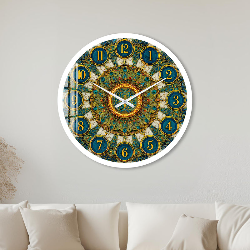 Teal Jeweled Mandala with white frame