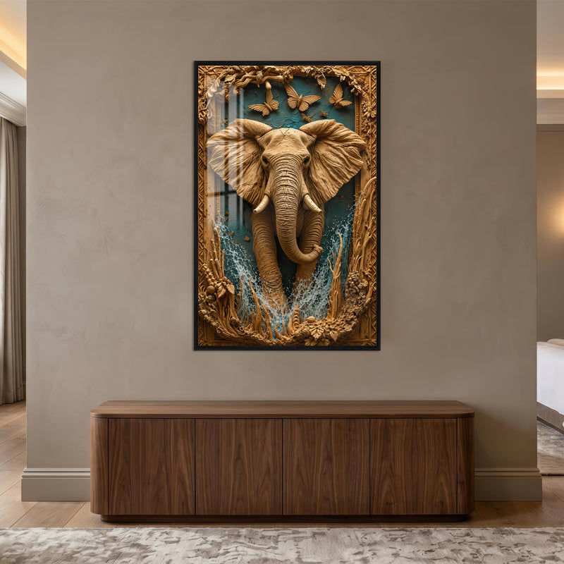 Gilded Elephant Majesty with black frame