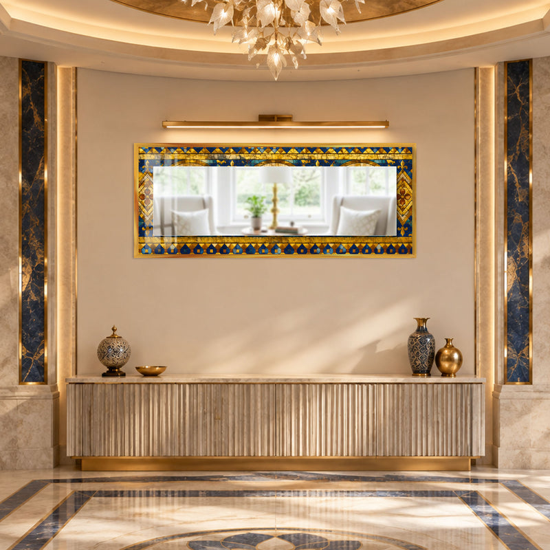 Sapphire Cathedral Mosaic with gold frame