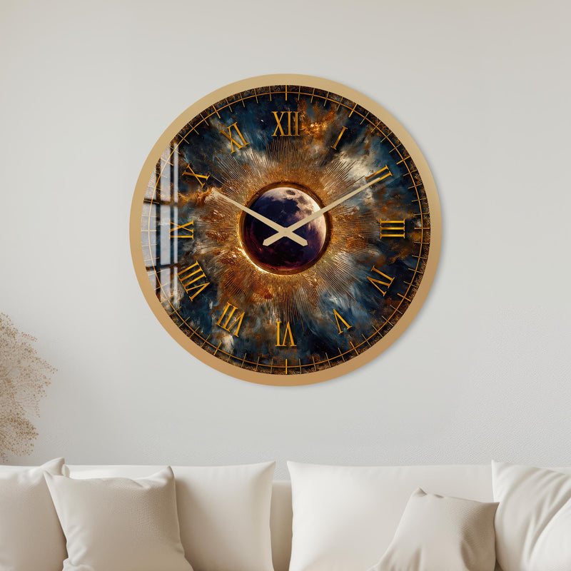 Celestial Golden Eclipse with gold frame
