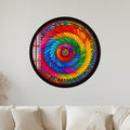 Rainbow Feather Spiral with black frame