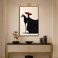 Crimson Hat Elegance with walnut frame