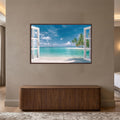 Tropical Window Escape with walnut frame