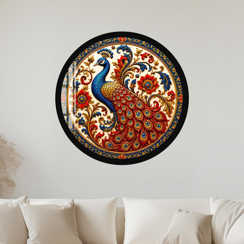 Regal Peacock Flourish with black frame