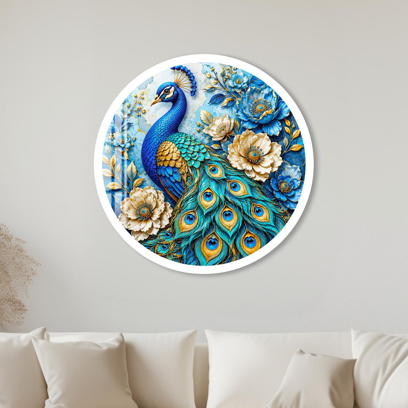 Regal Peacock Garden with white frame