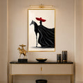 Crimson Hat Elegance with gold frame