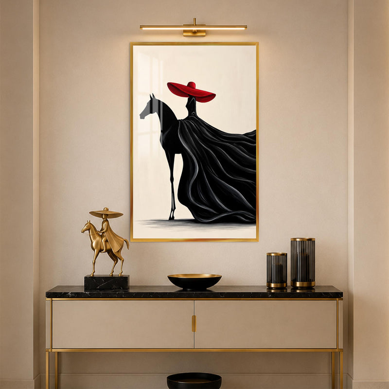 Crimson Hat Elegance with gold frame