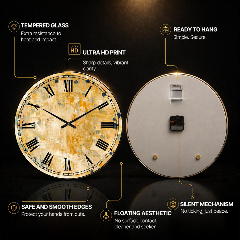 Golden Abstract Roman — tempered glass, ultra HD print, ready to hang