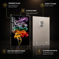Chromatic Smoke Ribbons — tempered glass, ultra HD print, ready to hang