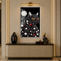 Dotted Midnight Cat with silver frame