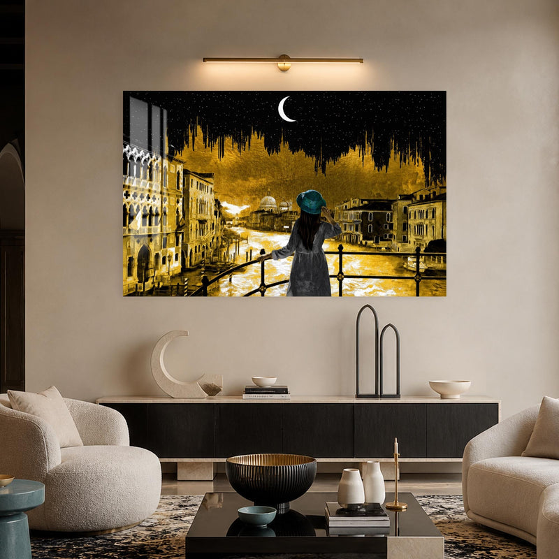 Artronauts Glass Print Venice Under Moonlight Glass Wall Art