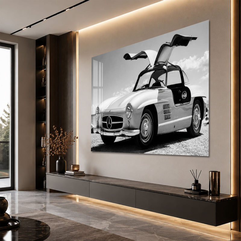 Artronauts Glass Print Classic Gullwing Mercedes Glass Wall Art