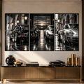 Classic Cars At Dusk with black frame