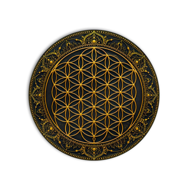 Golden Flower of Life product shot on white background
