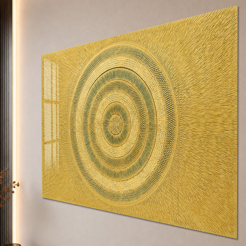 Golden Concentric Sunburst close-up angled detail
