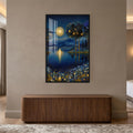 Golden Moonlit Grove with black frame