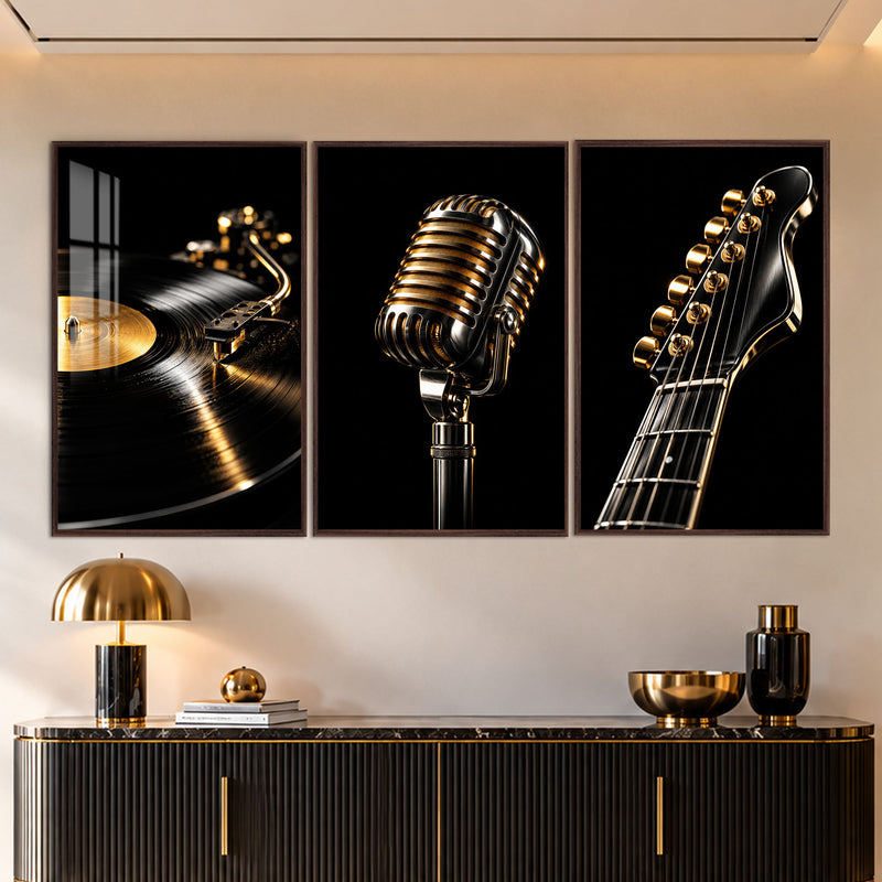 Golden Music with walnut frame