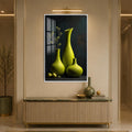 Sculptural Green Vases with white frame