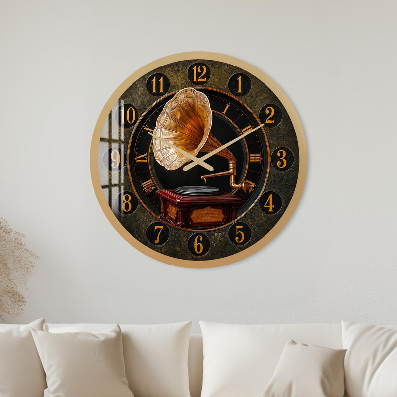 Vintage Gramophone with gold frame