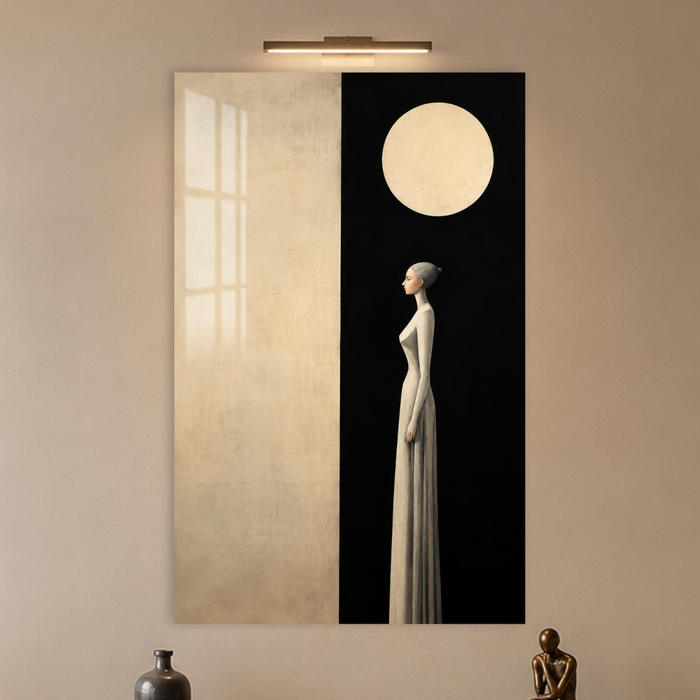 Woman Under The Moon in a modern room