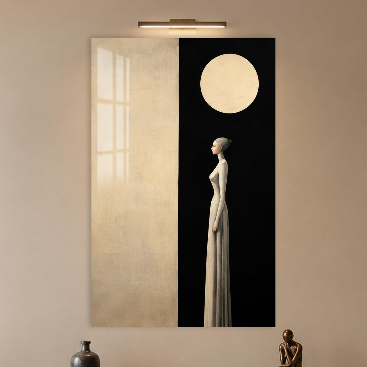Woman Under The Moon in a modern room
