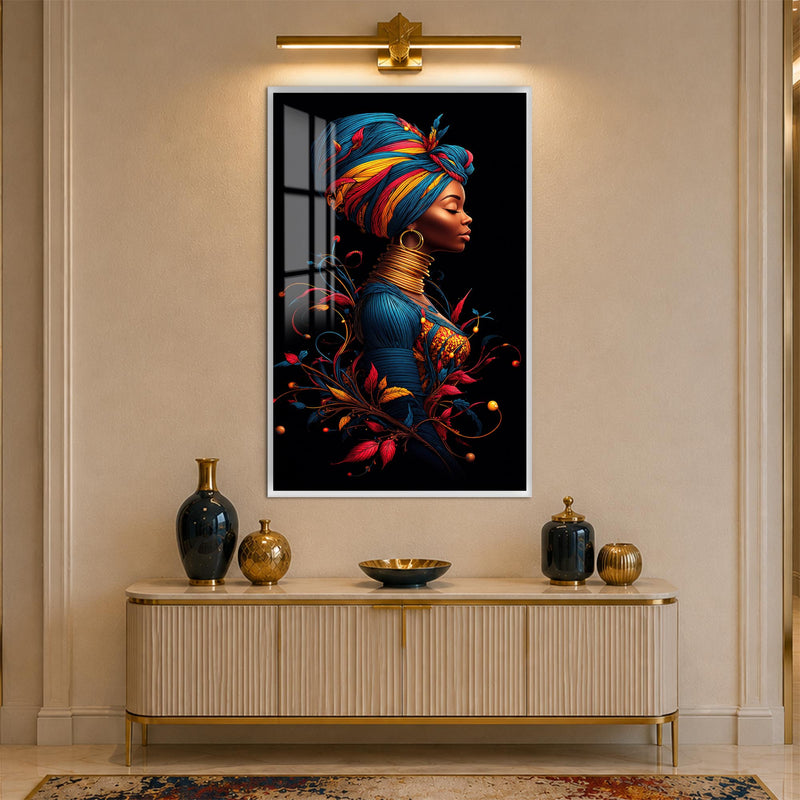 Regal African Muse with white frame