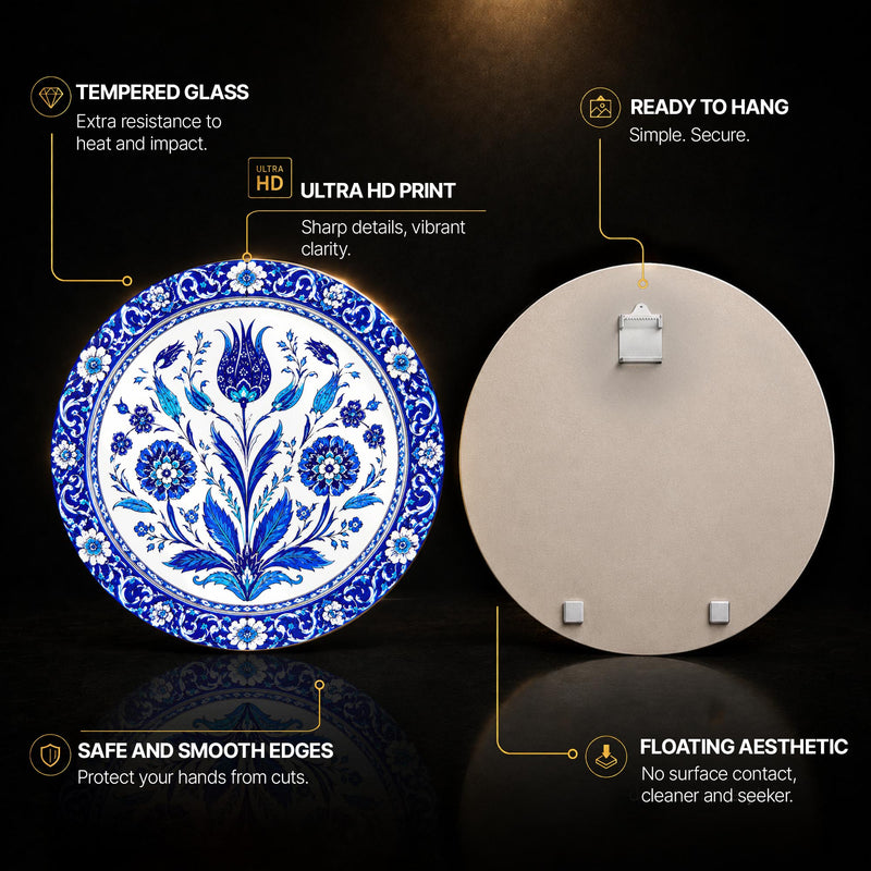 Ottoman Tulip Garden — tempered glass, ultra HD print, ready to hang