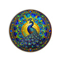 Emerald Stained Glass Peacock product shot on white background
