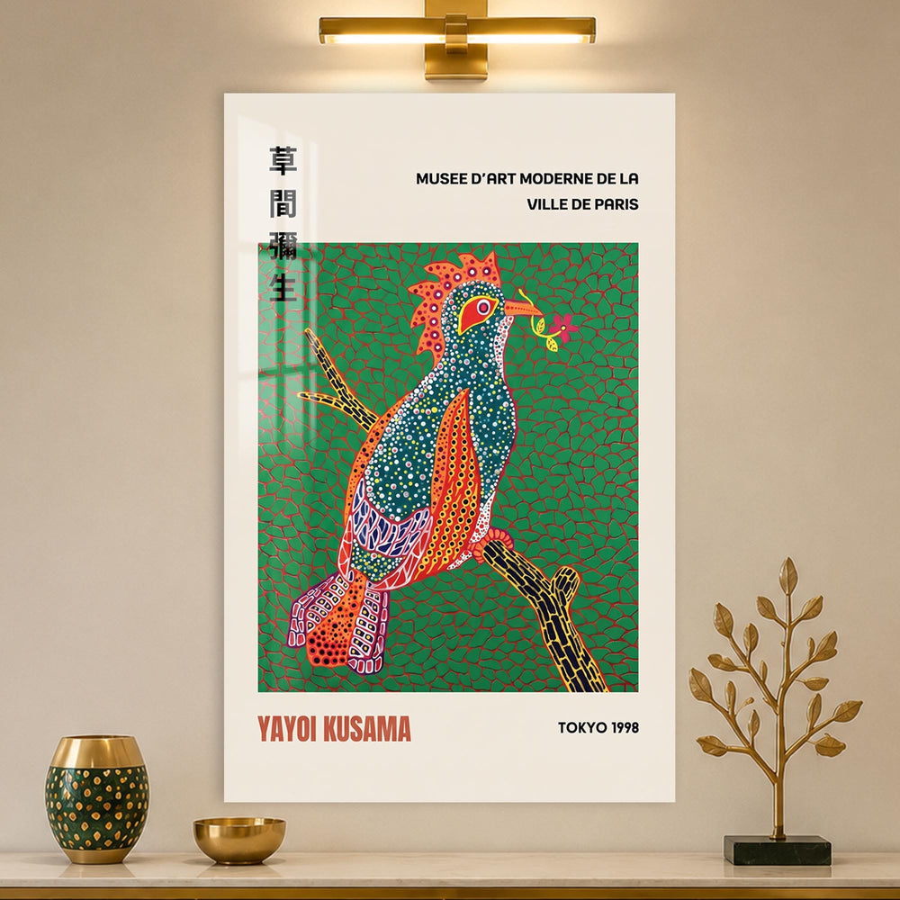 Artronauts Glass Print Dotted Rooster Vertical Glass Wall Art
