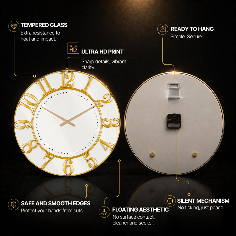 Golden Numerals — tempered glass, ultra HD print, ready to hang
