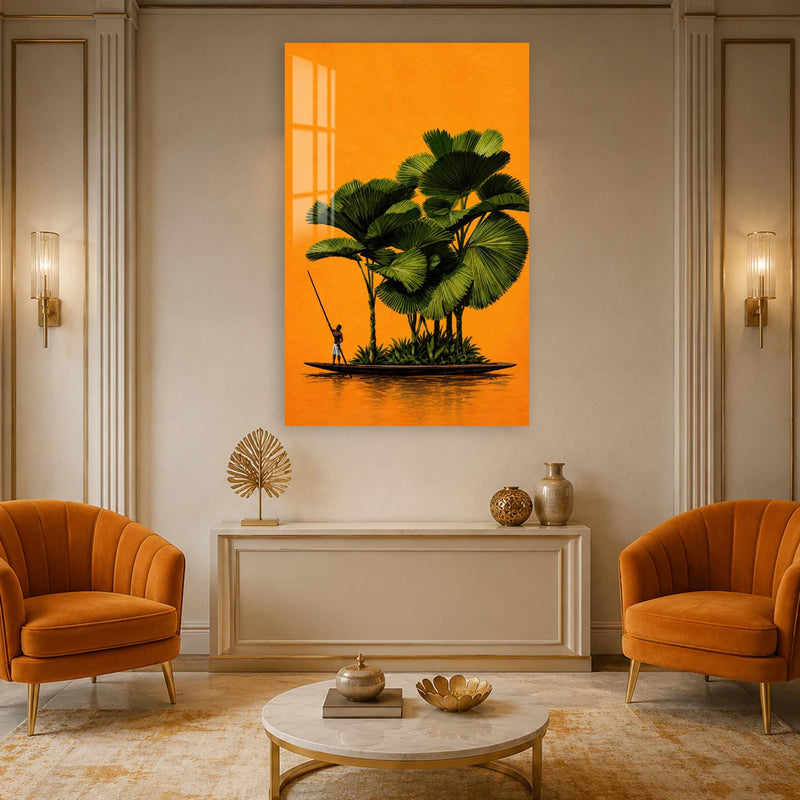 Artronauts Glass Print Tropical Boat Garden Glass Wall Art