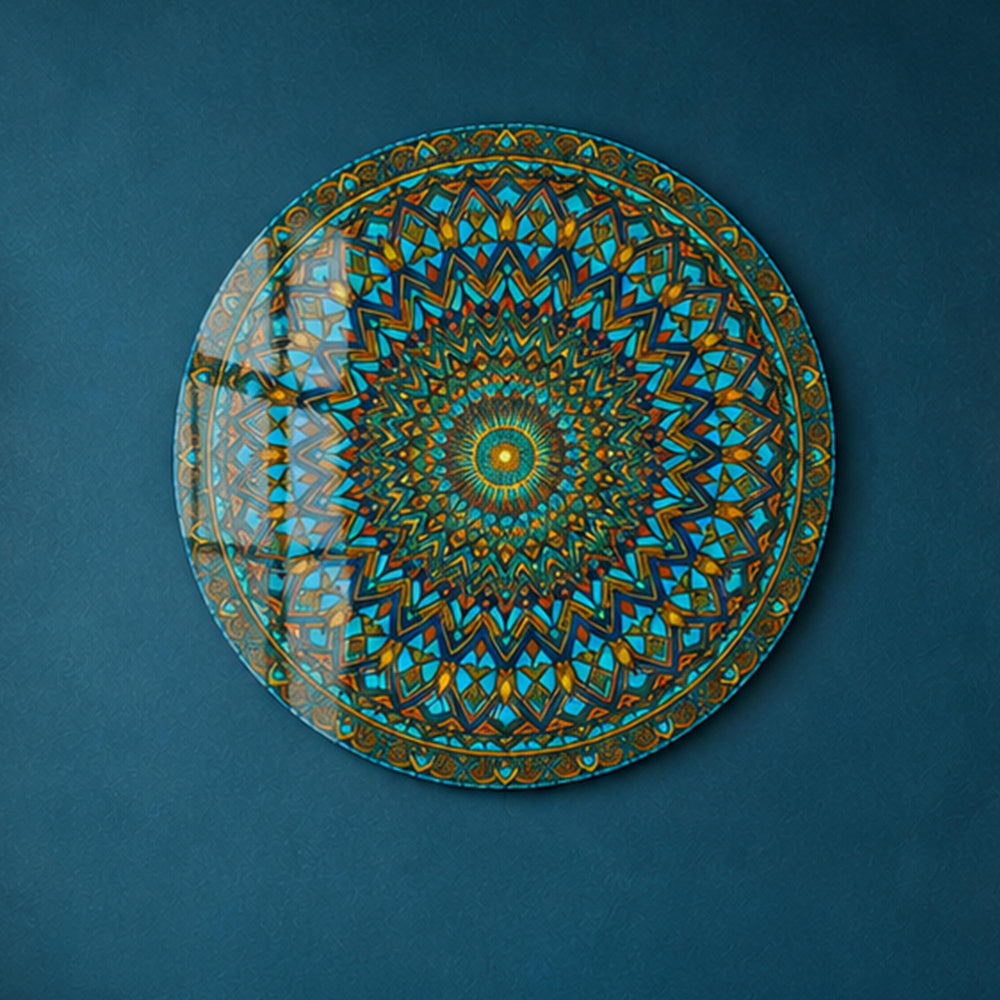 Turquoise Mosaic — tempered glass, ultra HD print, ready to hang
