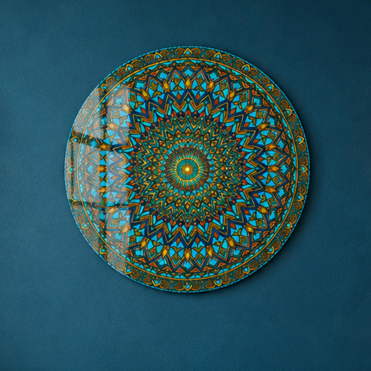 Turquoise Mosaic — tempered glass, ultra HD print, ready to hang