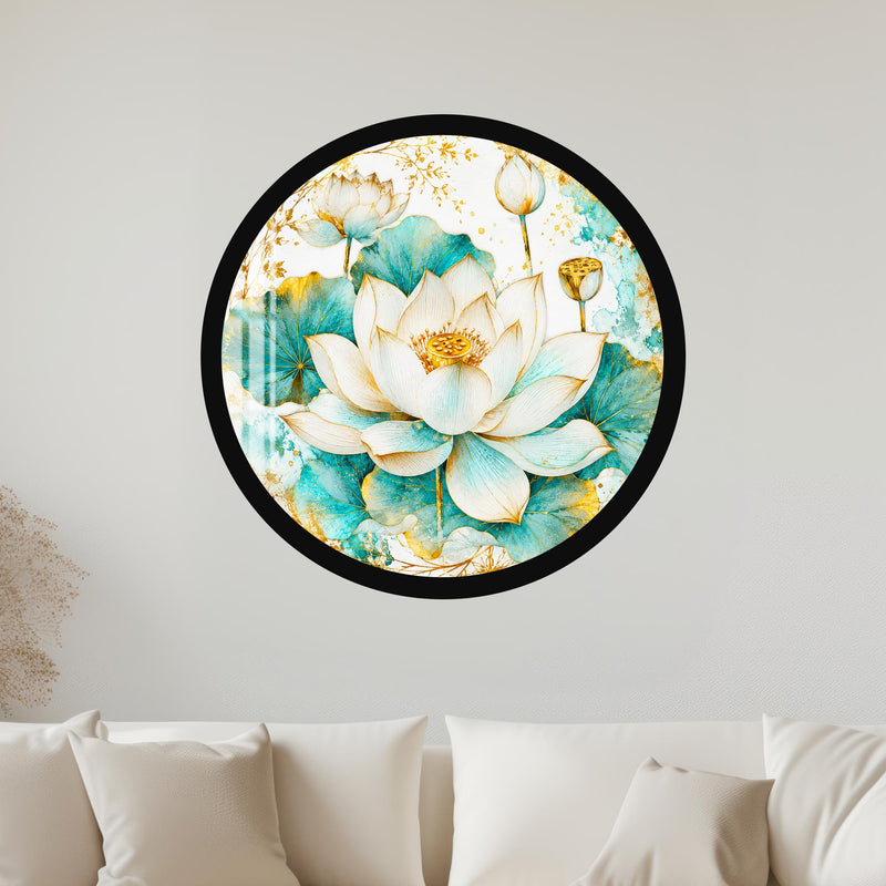 White Lotus Bloom with black frame