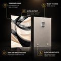 Monochrome Flowing Ribbons — tempered glass, ultra HD print, ready to hang