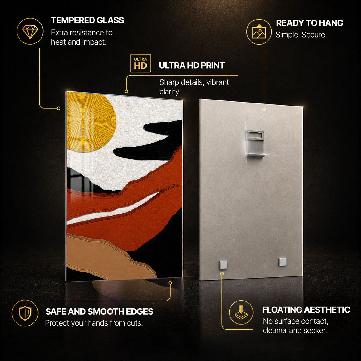 Desert Textile Flow — tempered glass, ultra HD print, ready to hang