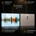 Vibrant Skyline Reflections — tempered glass, ultra HD print, ready to hang