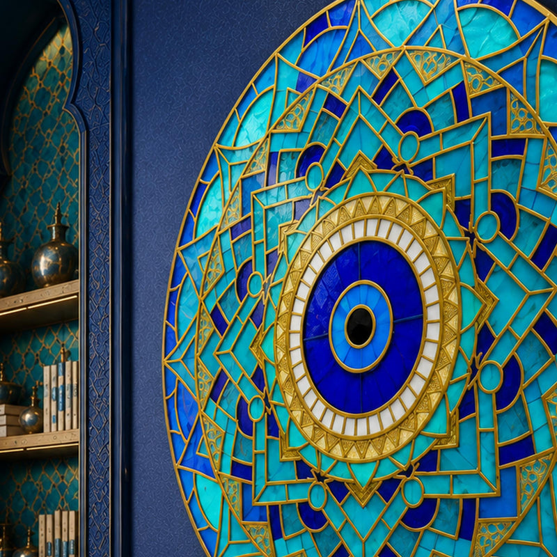 Blue Gold Evil Eye Star Mandala lifestyle view