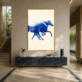 Artronauts Glass Print 12x18 cm | 4.7"x7.1" / Gold Blue Horses in Motion Glass Wall Art