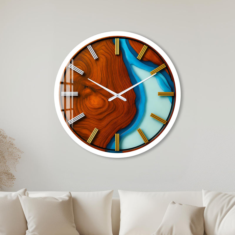 Turquoise Woodgrain with white frame