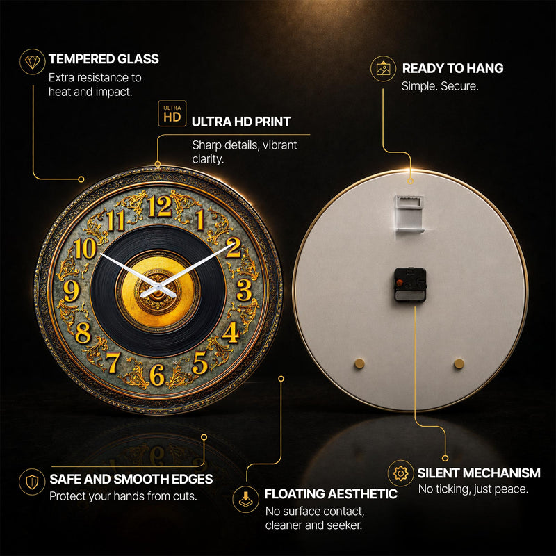 Ornate Golden Record — tempered glass, ultra HD print, ready to hang