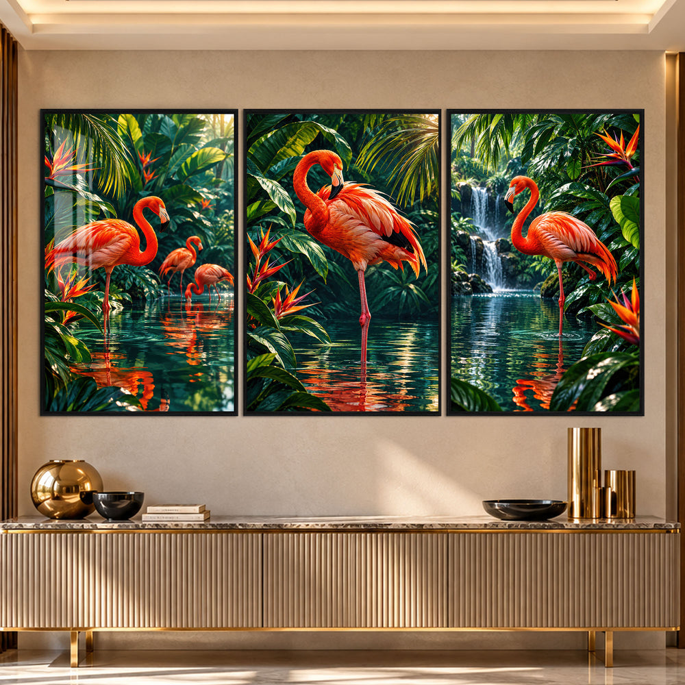Tropical Flamingo with black frame