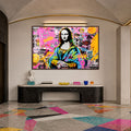 Artronauts Glass Print 18x12 cm | 7.1"x4.7" / Walnut Graffiti Mona Lisa Glass Wall Art