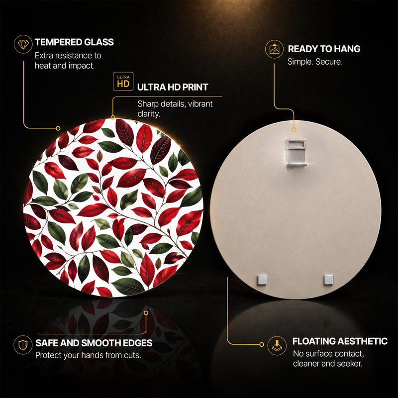 Crimson Leaf Canopy — tempered glass, ultra HD print, ready to hang
