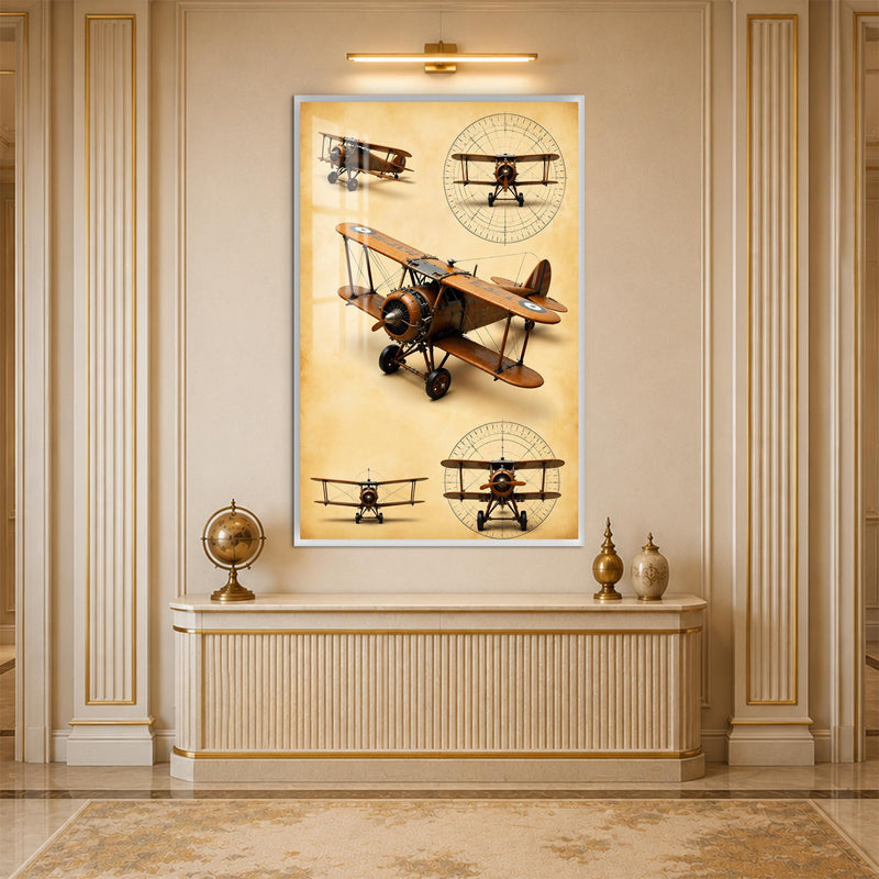 Vintage Biplane Studies with white frame